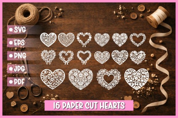 16 Paper Cut Floral Heart