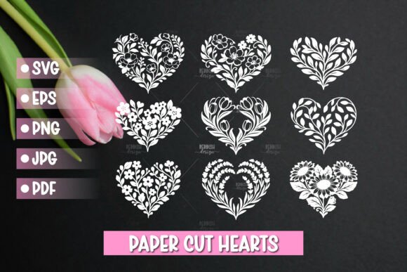 9 Paper Cut Floral Heart