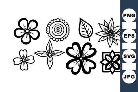 Black and White Floral Vector Set