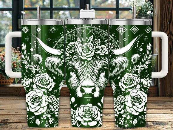 Boho Cow Floral Rose