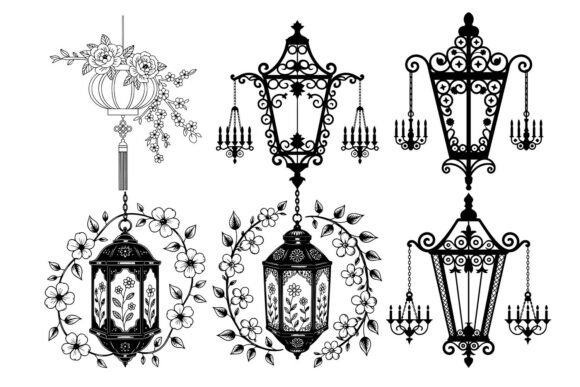 Chinese Floral Lantern Vector Design