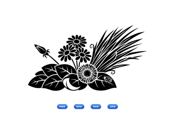Daisy Floral Silhouette Clipart
