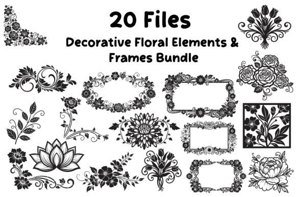 Decorative Floral Elements Frames Bund