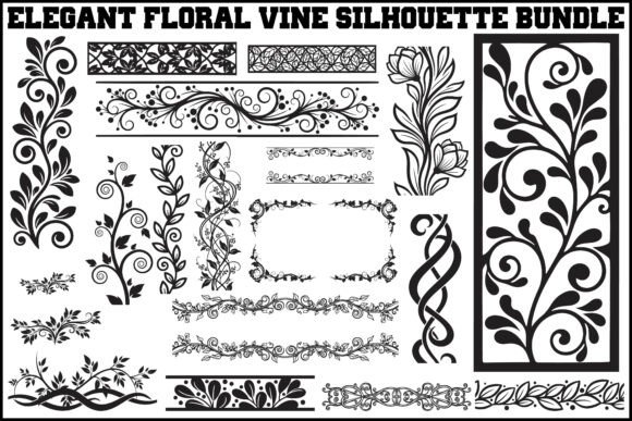 Elegant Floral Vine Silhouette Bundle