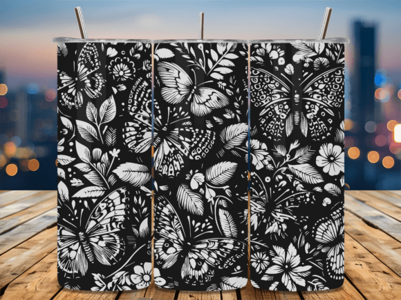 Floral Butterfly Pattern Tumbler