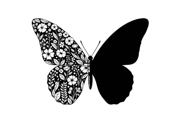 Floral Butterfly Silhouette Vector Art