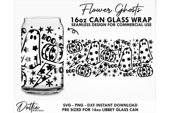 Floral Halloween16oz Libbey Glass CanSVG