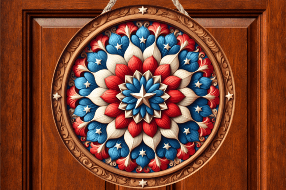 Floral Patriotic Mandala Door Sign Png