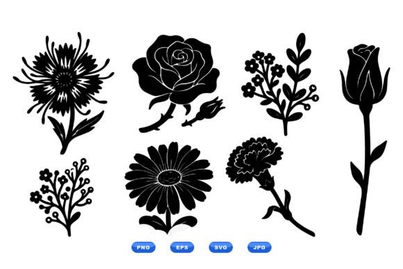 Floral Silhouette Clipart Pack