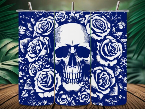 Floral Skull Roses Tattoo Tumbler