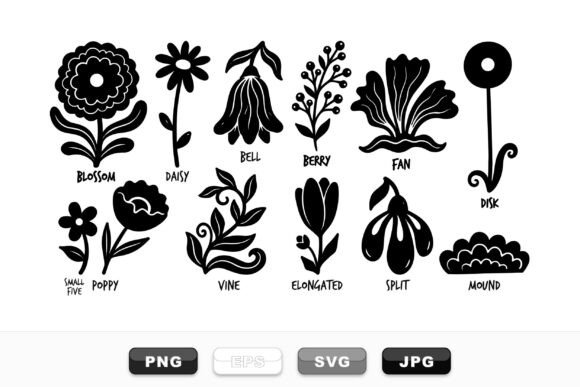 Hand Drawn Black Floral Set