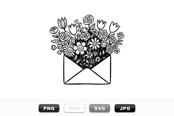 Hand Drawn Floral Envelope Art