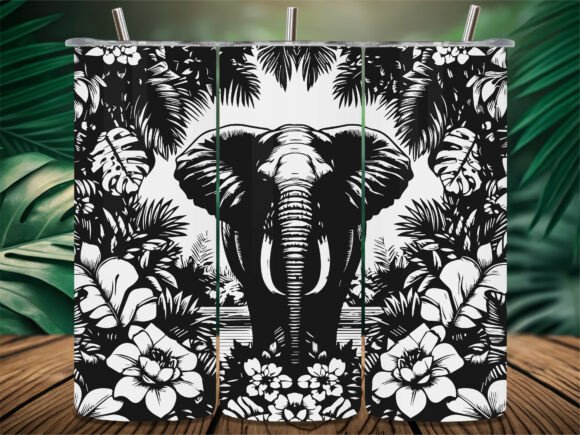 Jungle Elephant Floral Tumbler