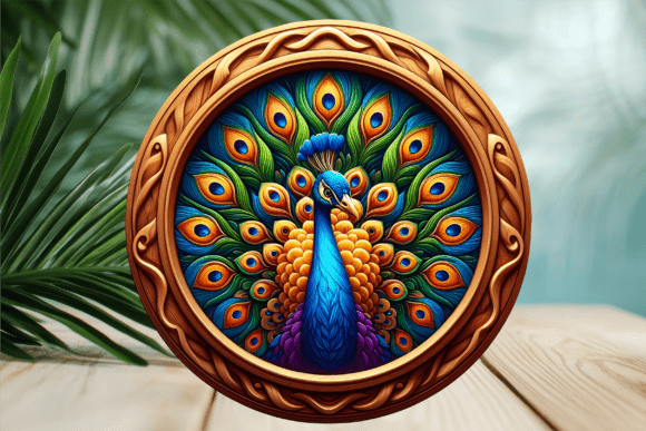 Ornate Floral Mandala Peacock Door Sign