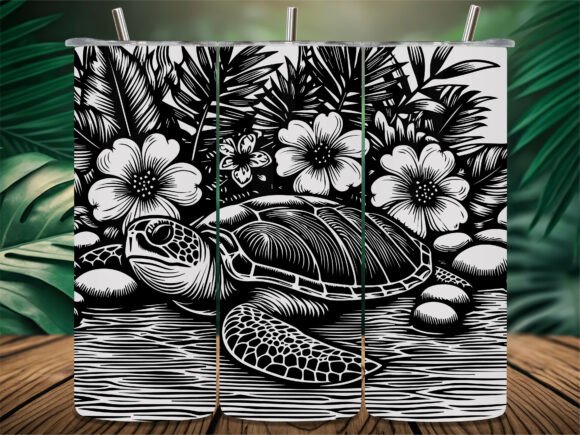 Sea Turtle Hibiscus Floral Tumbler