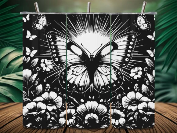 Sunburst Butterfly Floral Tumbler