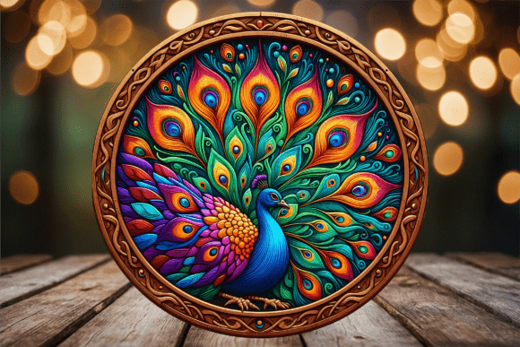 Tropical Peacock Father Floral Door Sign