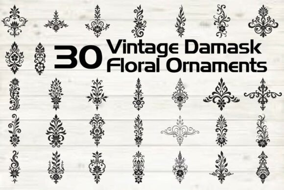 Vintage Damask Floral Ornaments