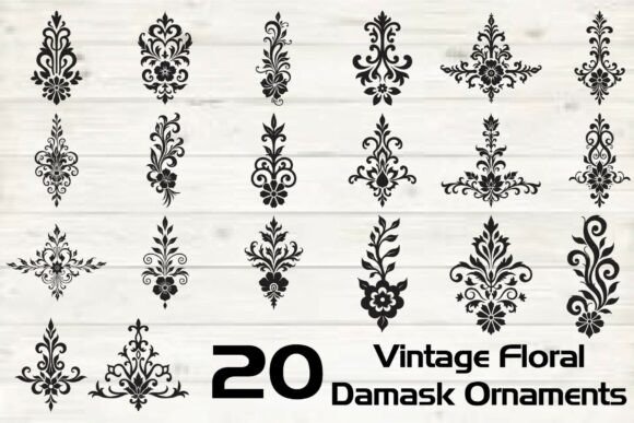 Vintage Floral Damask Ornaments